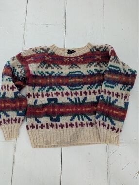 Vintage Holt Renfrew 100% Wool Fair Isle Crewneck Sweater
